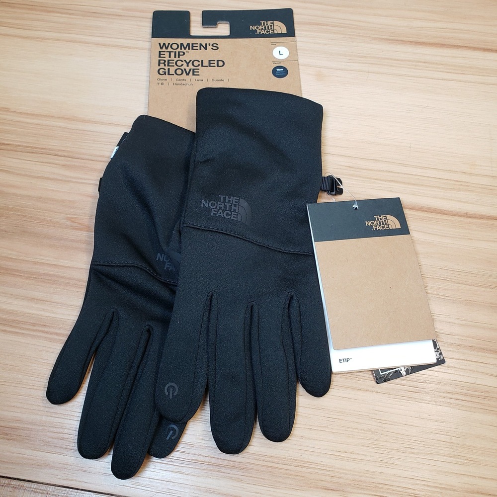 North Face Women's ETIP Recycled Gloves Black Warm Stretch Fabric Hiking Running